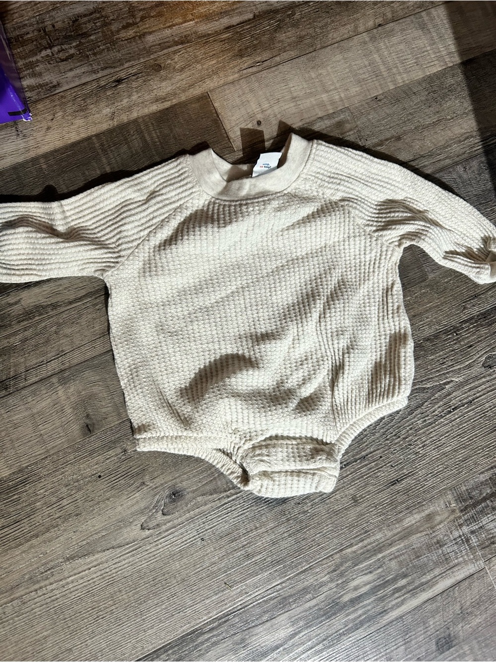 Cream Waffle-Knit Baby Bodysuit Long Sleeve | Fall Baby Clothes